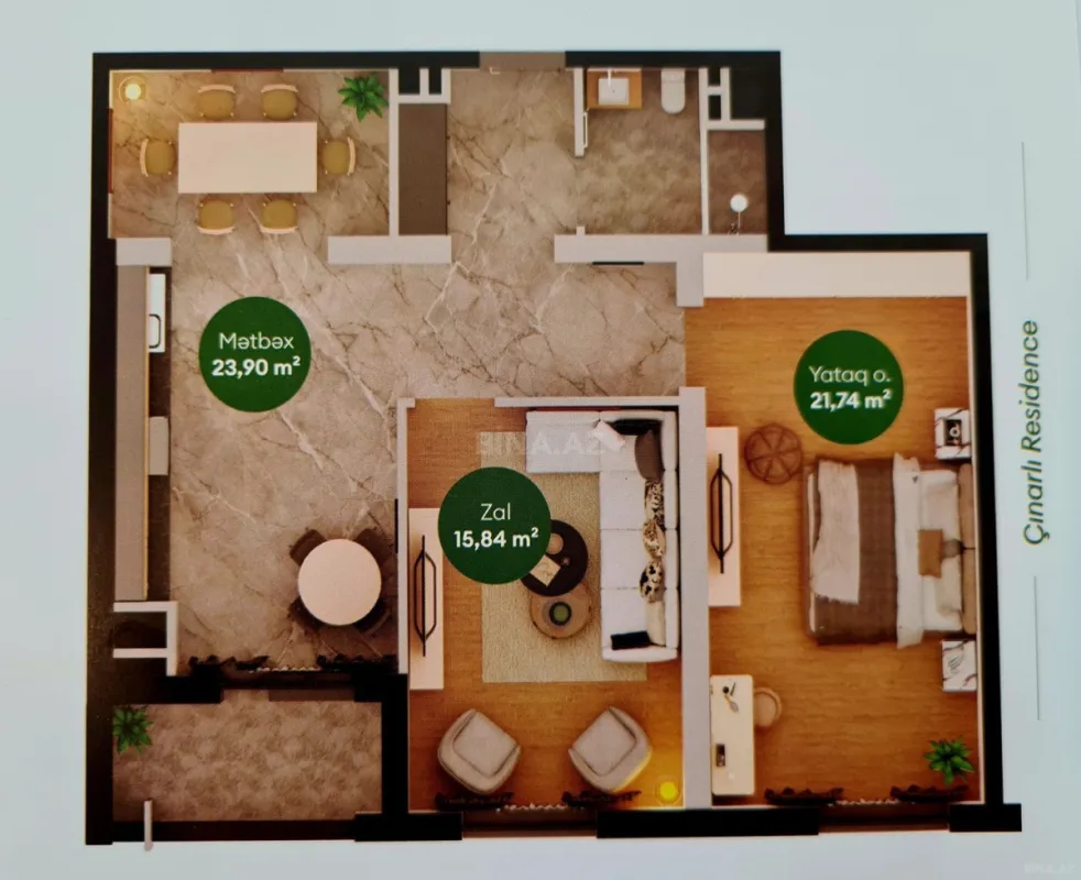 Satılır 2 otaqlı mənzil 82.1 m²