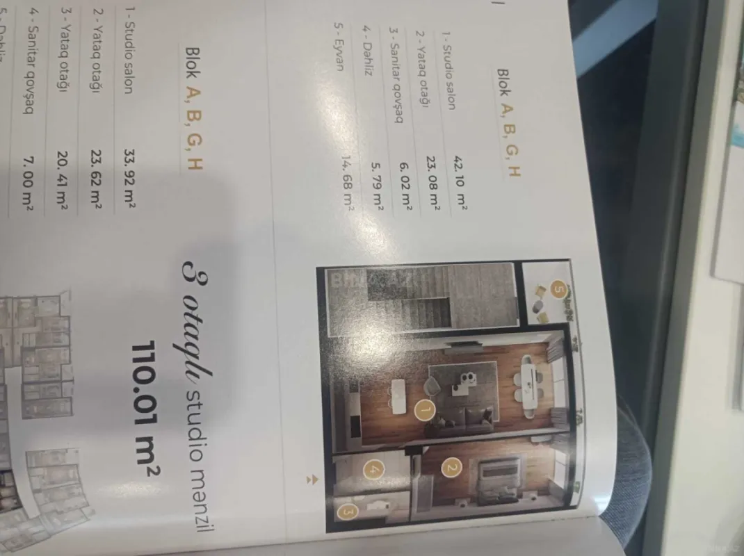 Satılır 2 otaqlı mənzil 92 m²