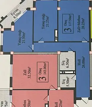 Satılır 3 otaqlı mənzil 117.5 m²