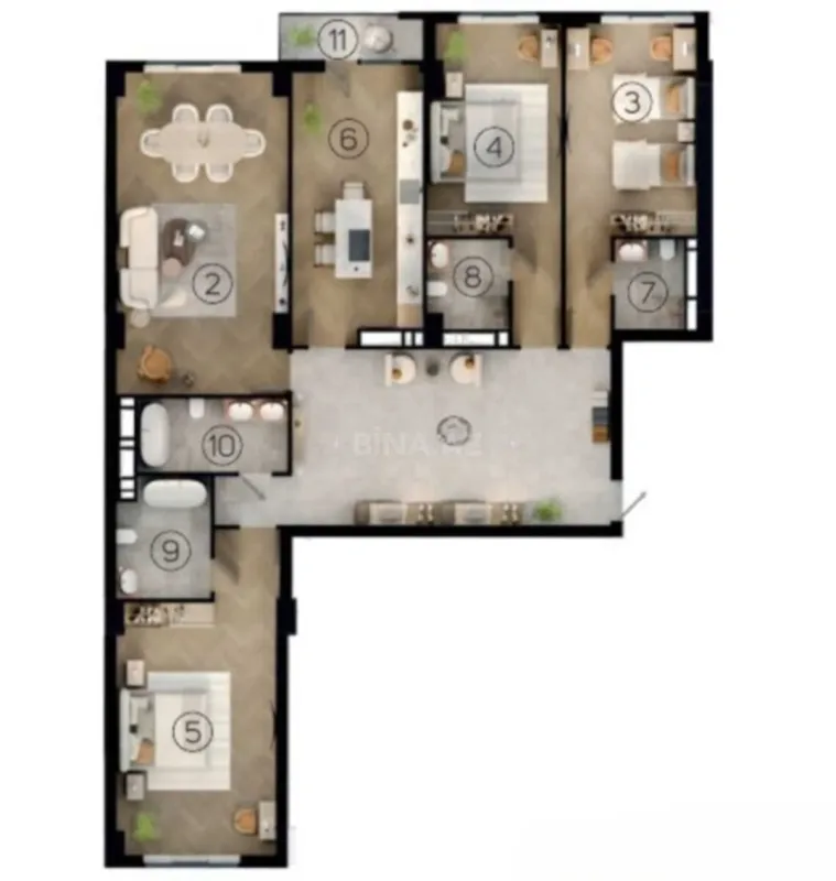 Satılır 4 otaqlı mənzil 201 m²