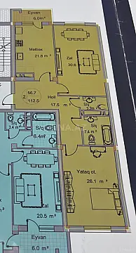 Satılır 2 otaqlı mənzil 112.5 m²