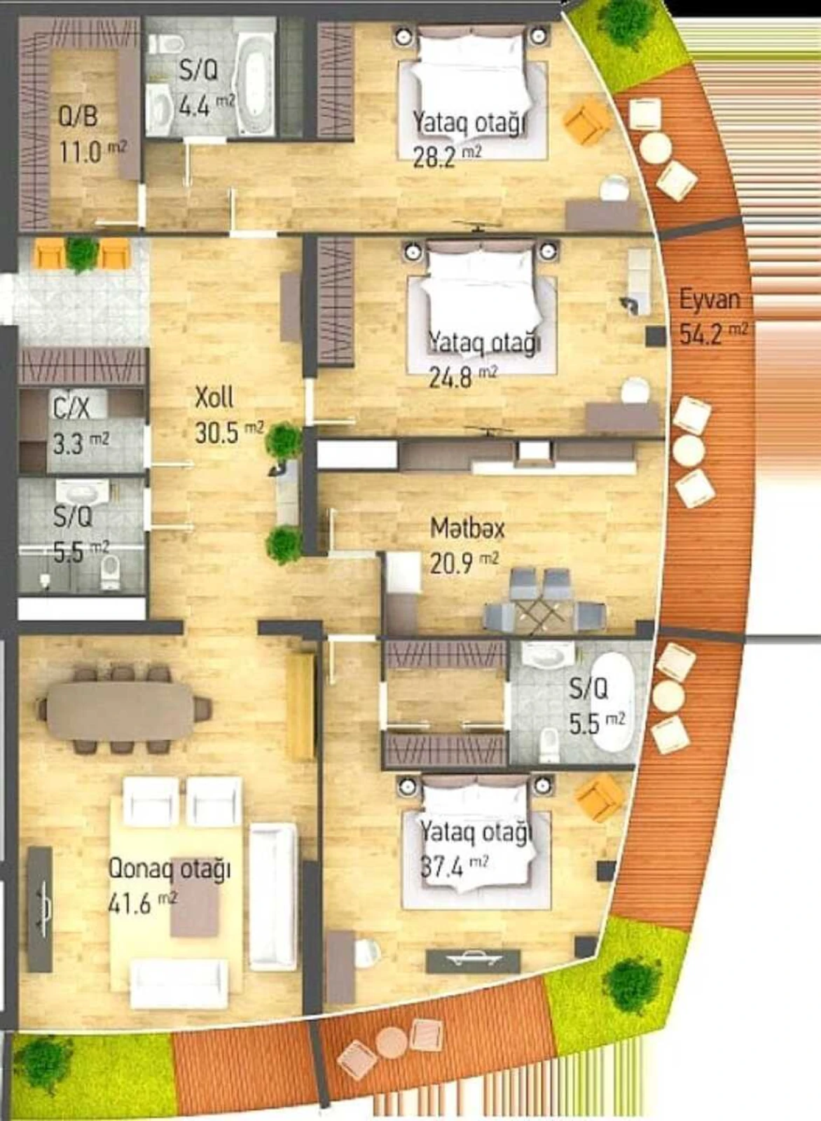 Satılır 4 otaqlı mənzil 240.5 m²