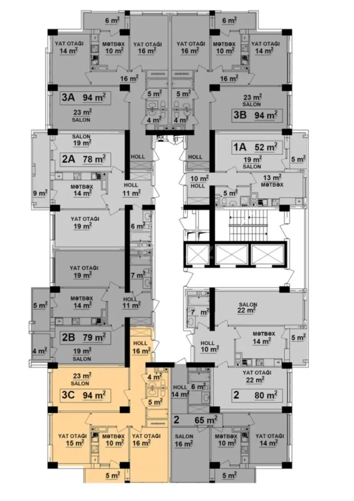 Satılır 3 otaqlı mənzil 94 m²