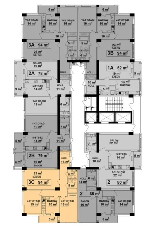 Satılır 3 otaqlı mənzil 94 m²