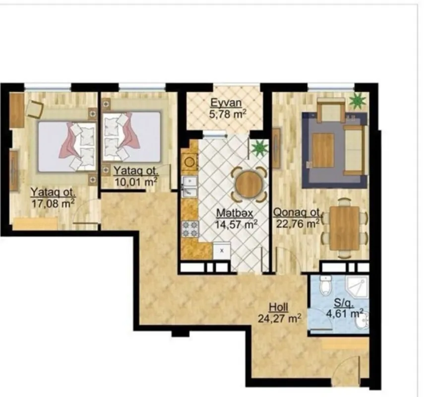Satılır 3 otaqlı mənzil 100 m²