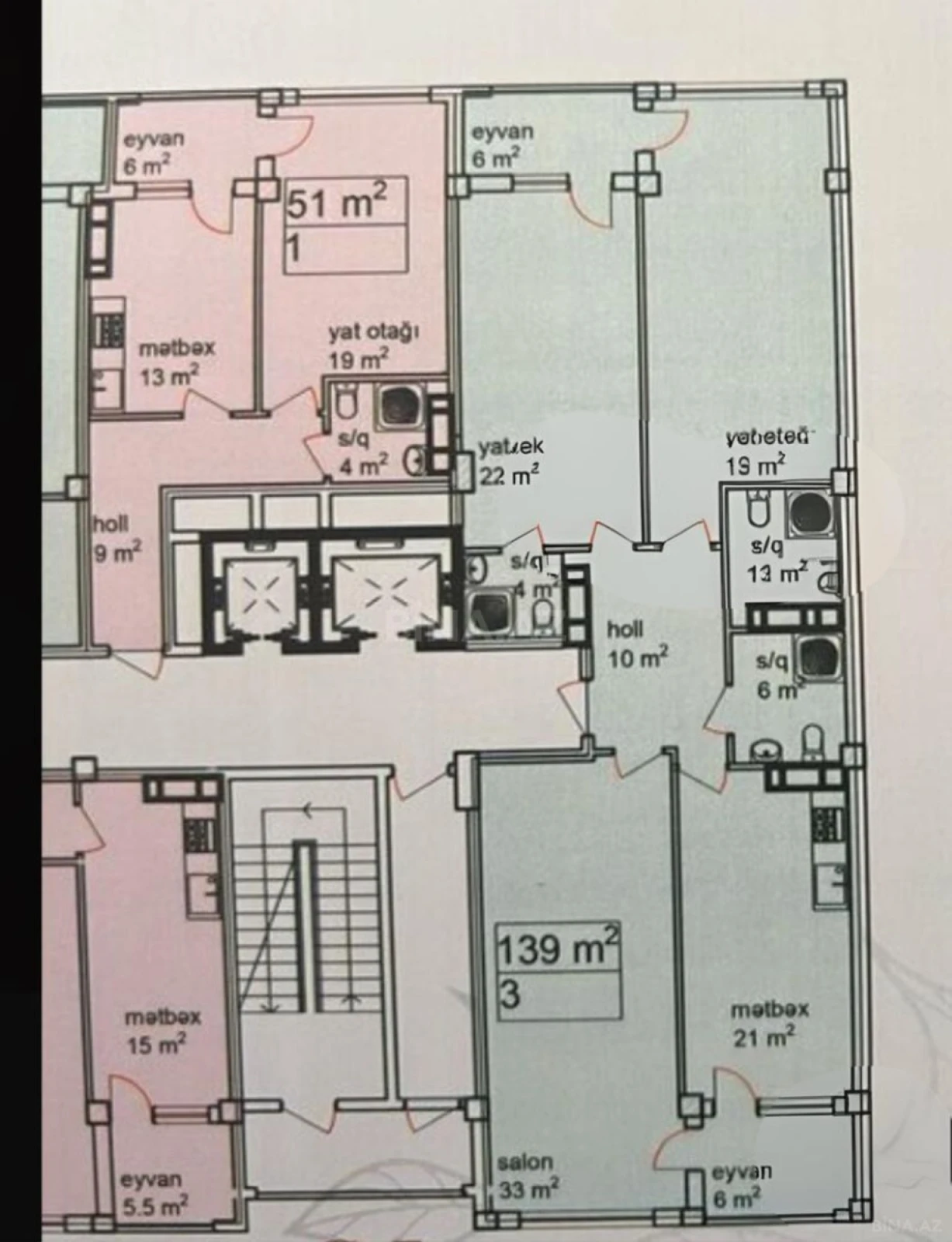 Satılır 3 otaqlı mənzil 139 m²