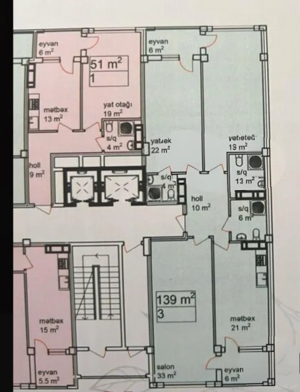 Satılır 3 otaqlı mənzil 139 m²