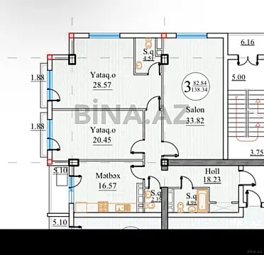 Satılır 3 otaqlı mənzil 139 m²