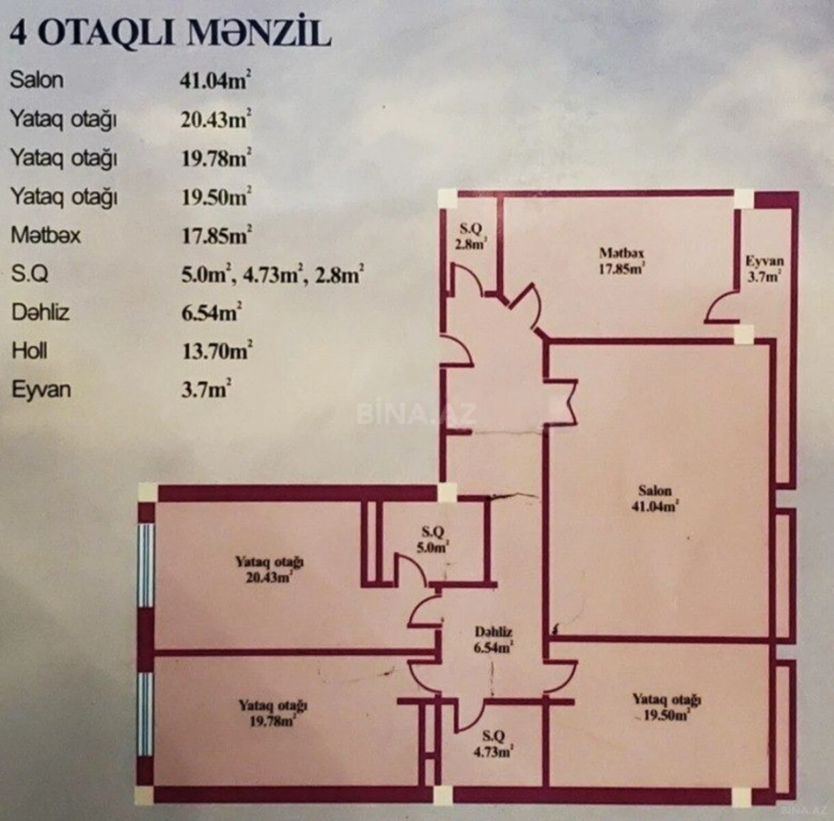 Satılır 4 otaqlı mənzil 170 m²