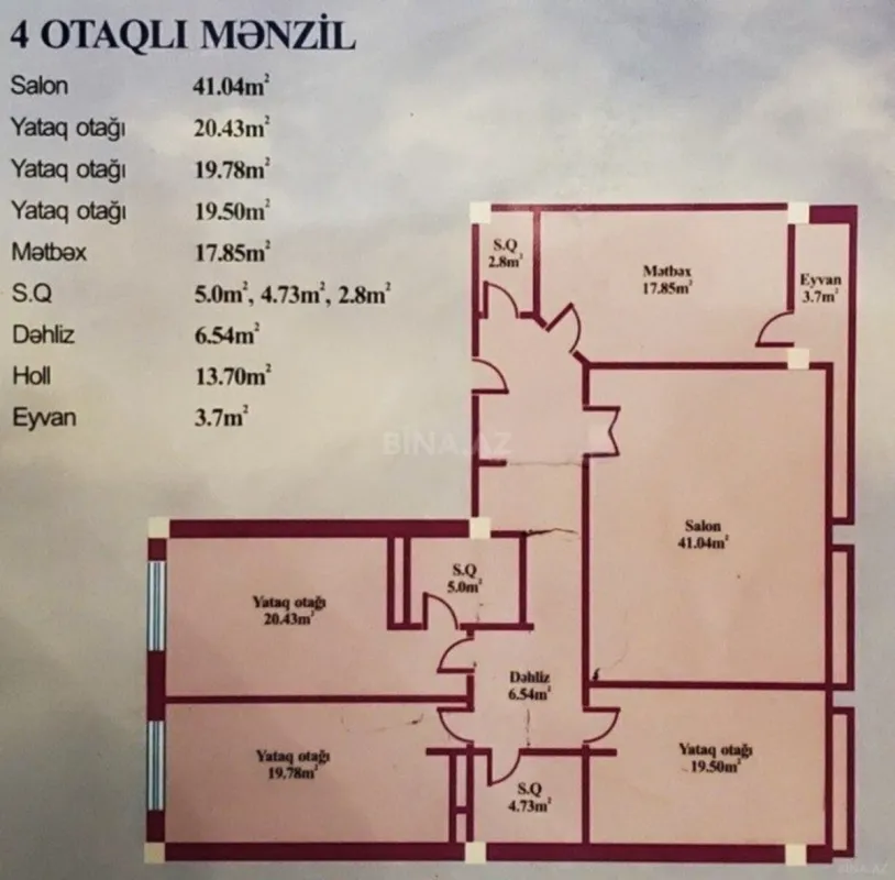 Satılır 4 otaqlı mənzil 170 m²