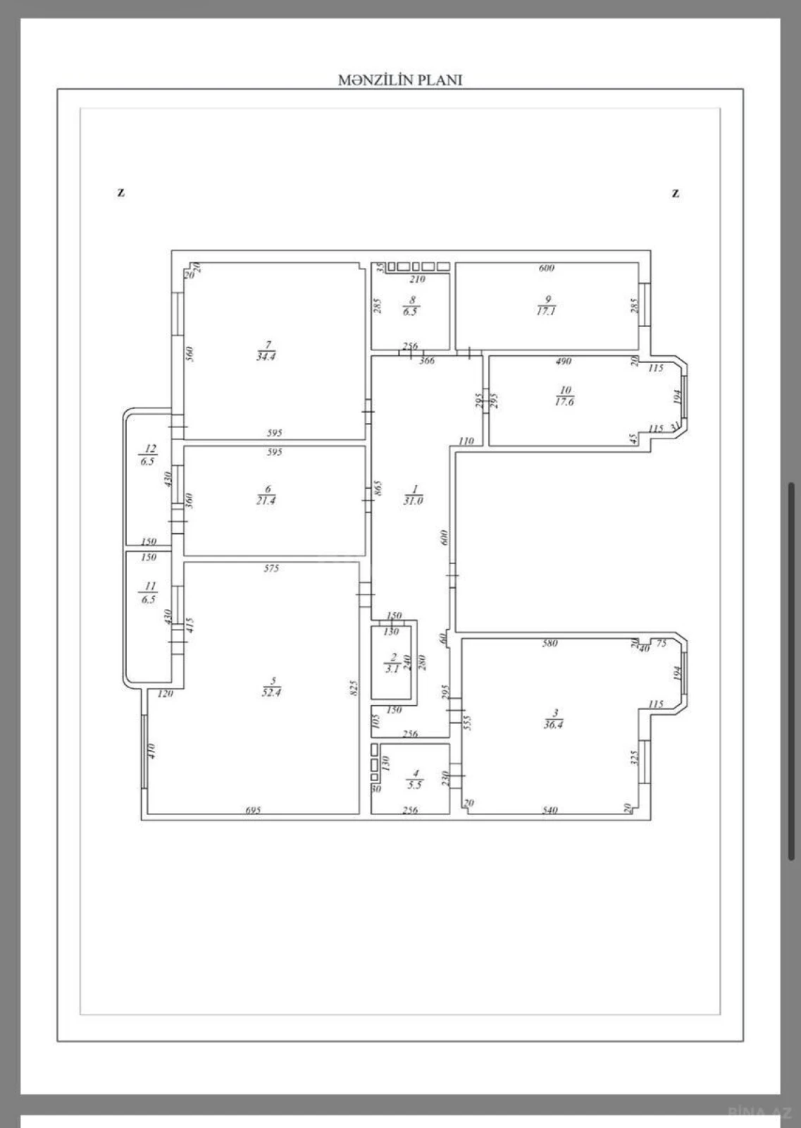 Satılır 4 otaqlı mənzil 252 m²