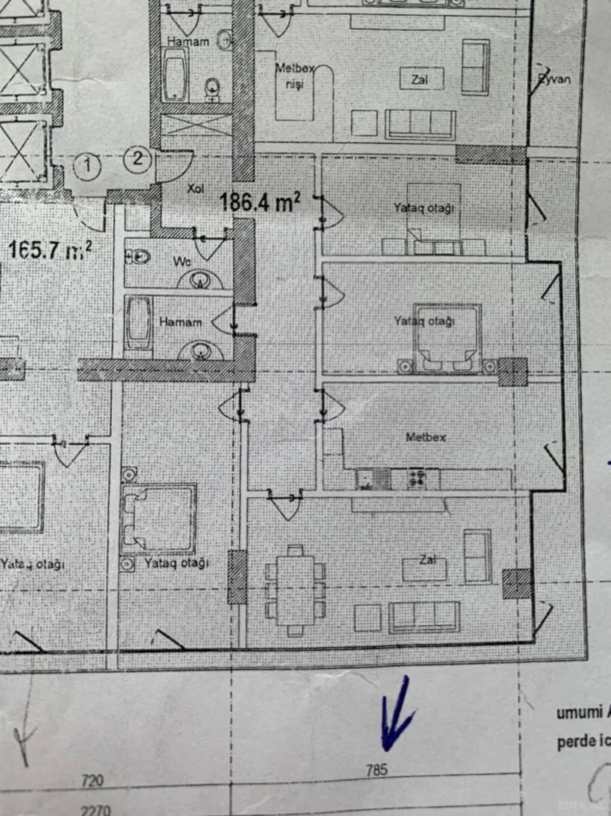 Satılır 4 otaqlı mənzil 186 m²
