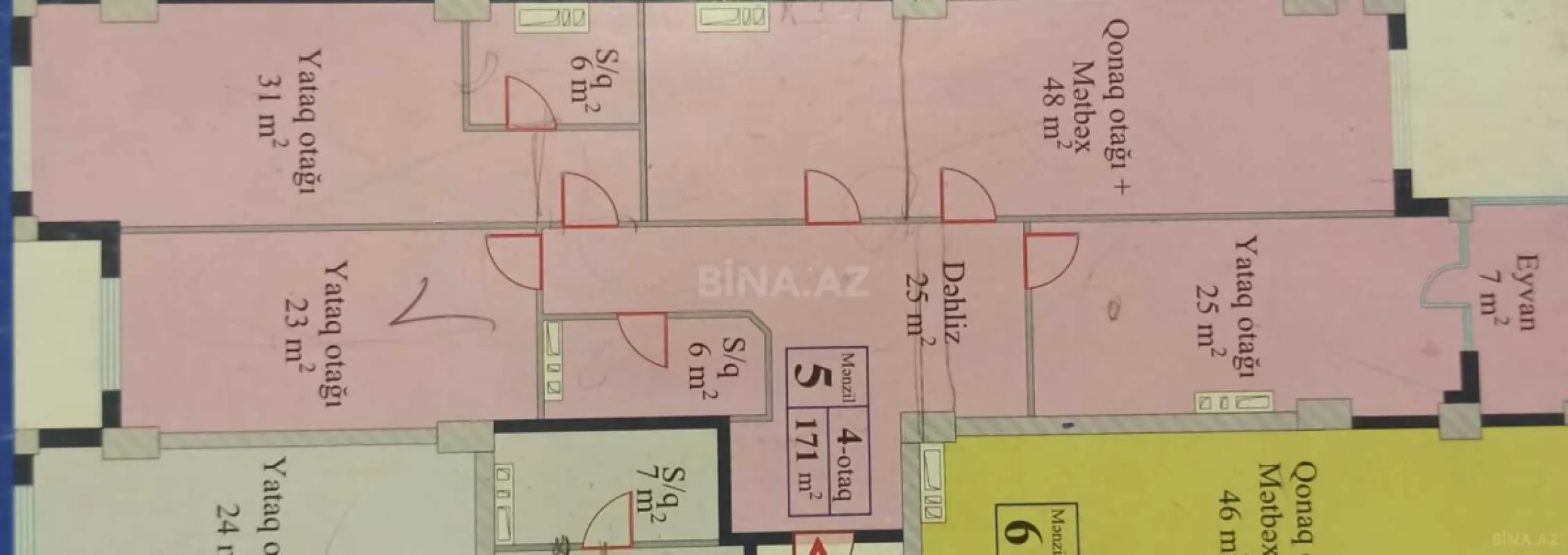 Satılır 4 otaqlı mənzil 171 m²