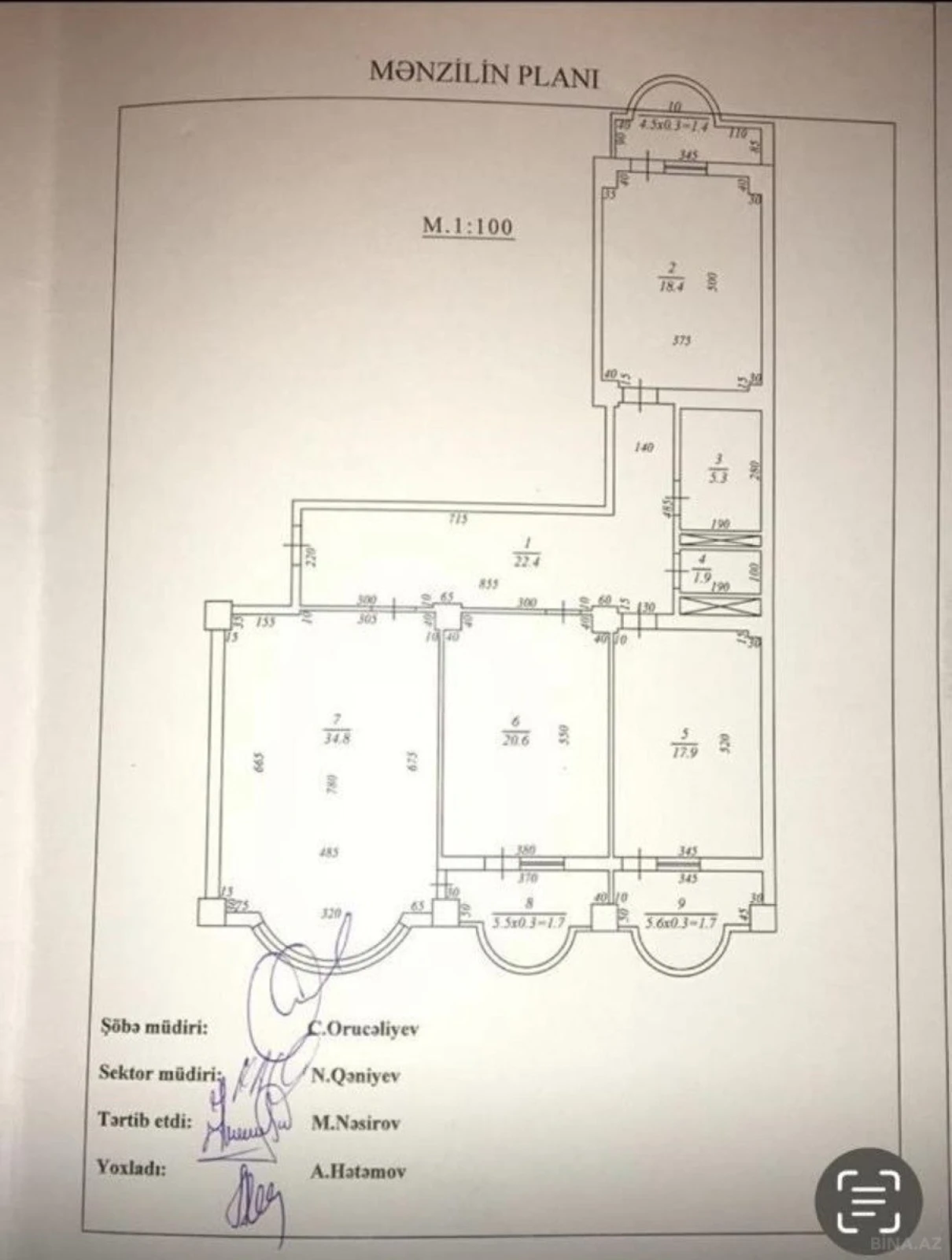 Satılır 3 otaqlı mənzil 137 m²