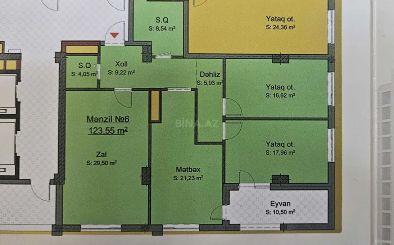 Satılır 3 otaqlı mənzil 123.5 m²