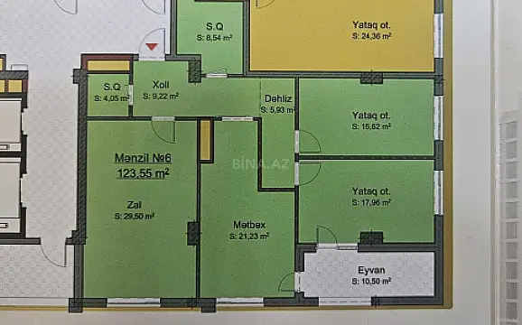 Satılır 3 otaqlı mənzil 123.5 m²