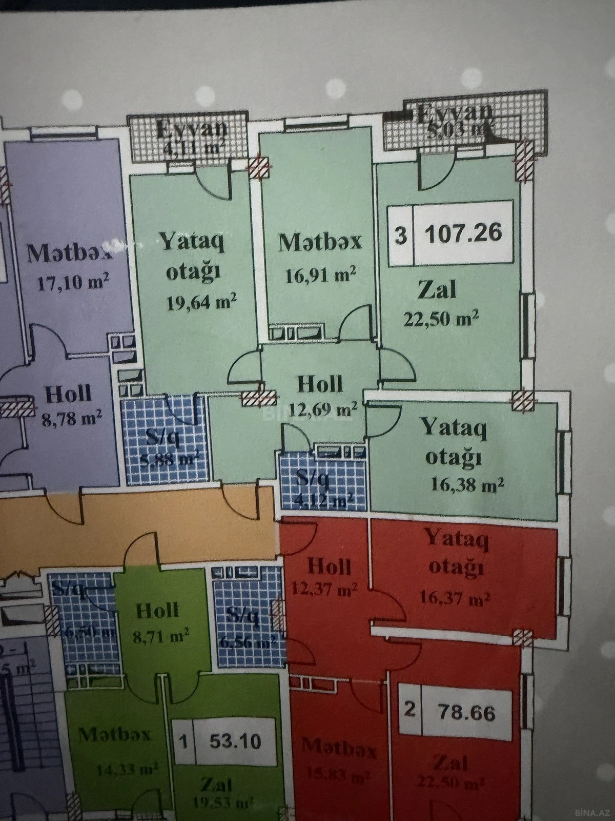 Satılır 3 otaqlı mənzil 108 m²