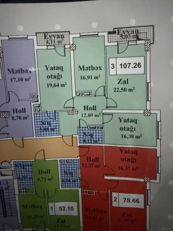 Satılır 3 otaqlı mənzil 108 m²