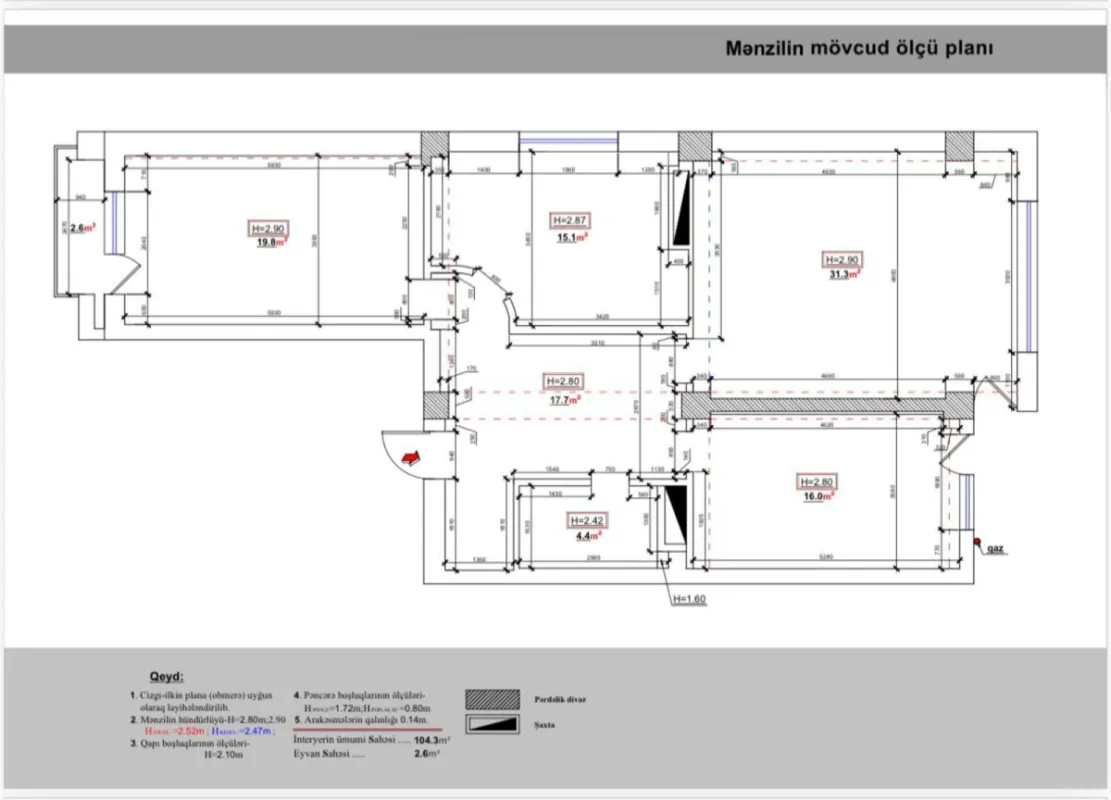 Satılır 3 otaqlı mənzil 115 m²