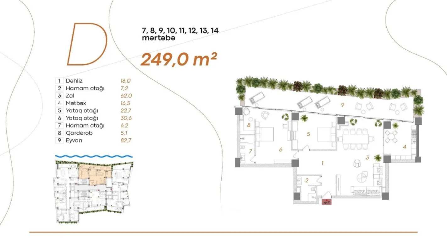 Satılır 3 otaqlı mənzil 249 m²