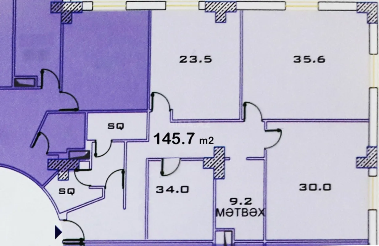Kirayə verilir 4 otaqlı ofis 146 m²