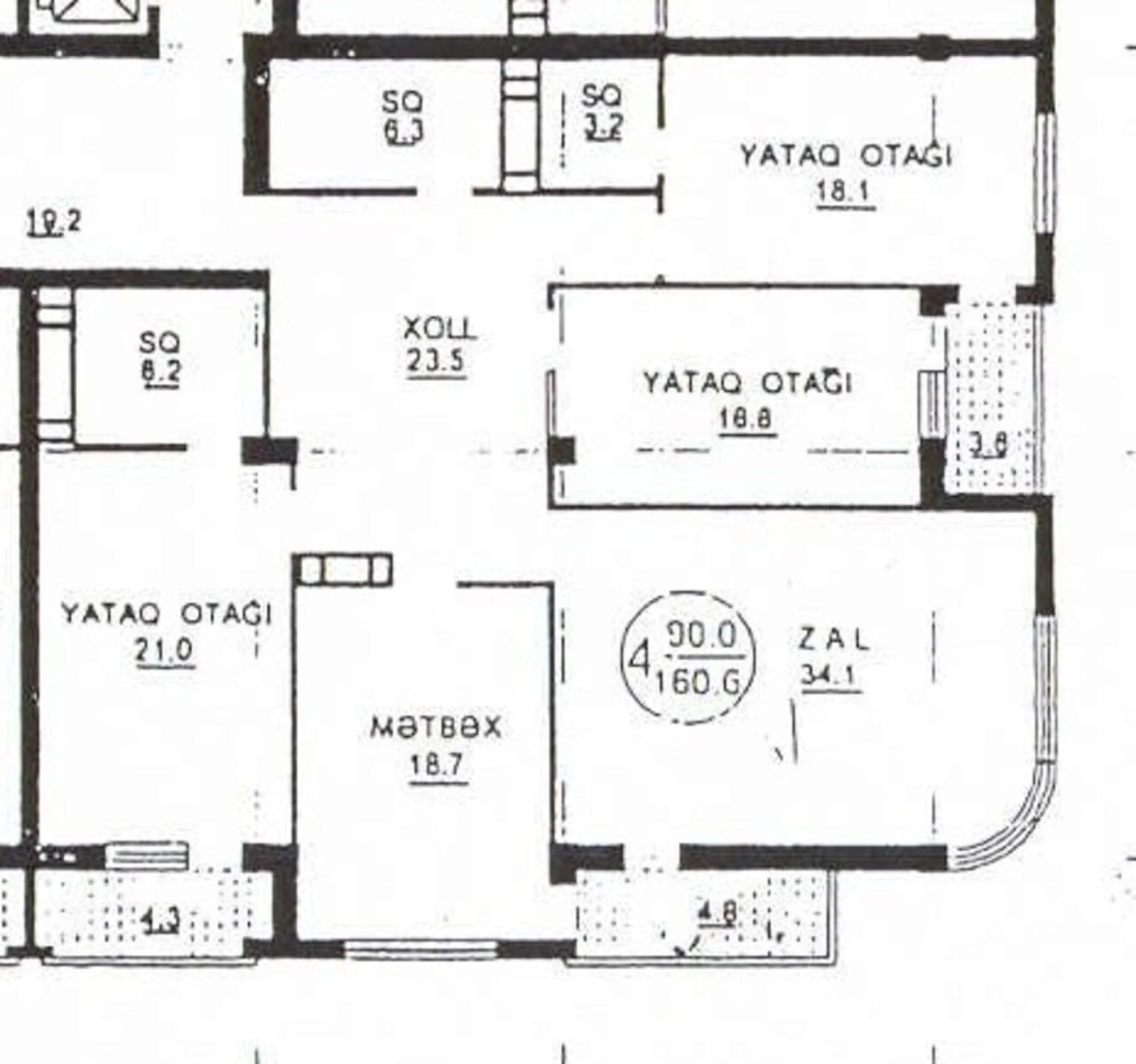 Satılır 4 otaqlı mənzil 161 m²