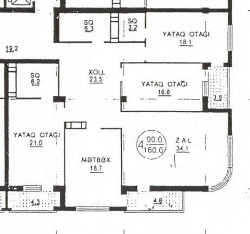 Satılır 4 otaqlı mənzil 161 m²