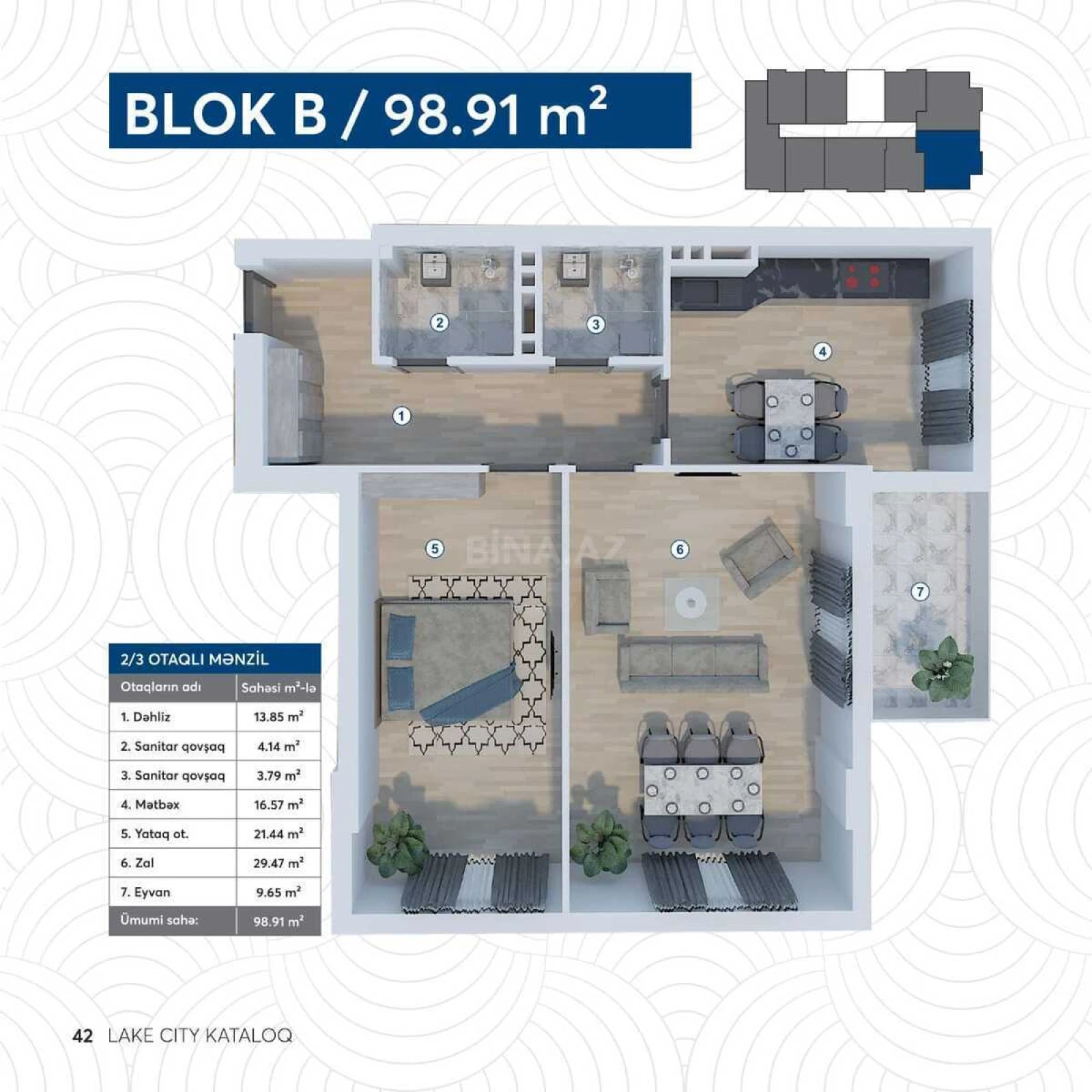 Satılır 3 otaqlı mənzil 100 m²