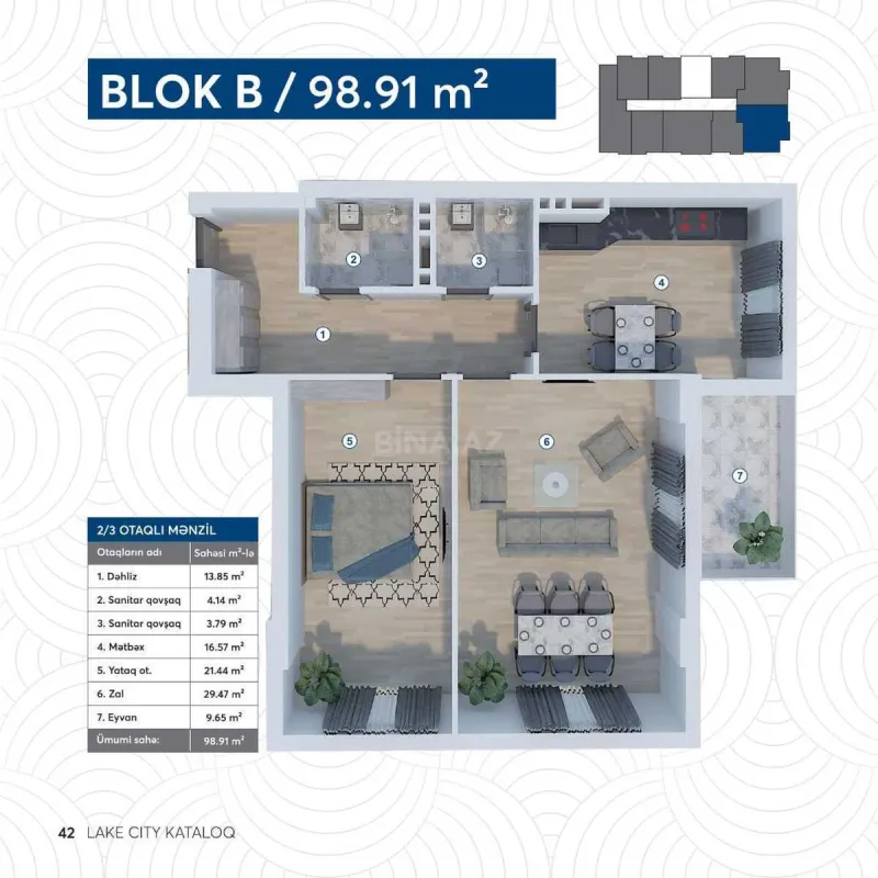 Satılır 3 otaqlı mənzil 100 m²