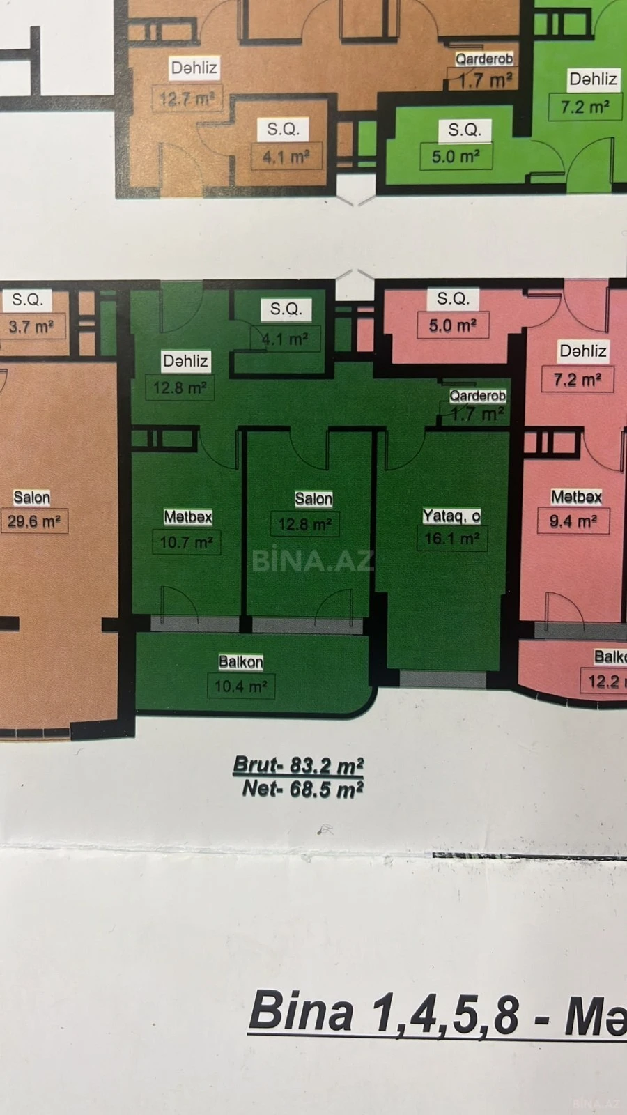 Satılır 2 otaqlı mənzil 83 m²