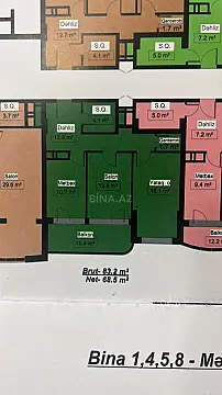 Satılır 2 otaqlı mənzil 83 m²