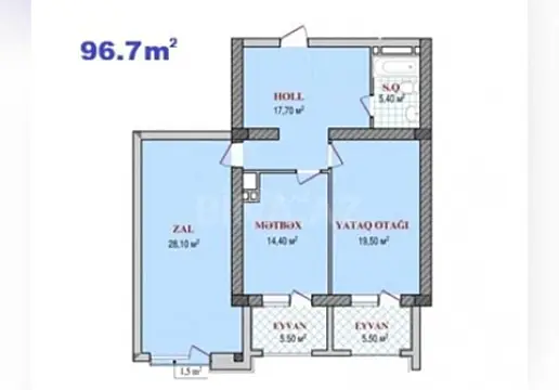 Satılır 3 otaqlı mənzil 100 m²