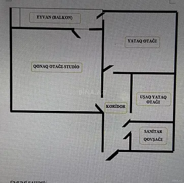 Satılır 3 otaqlı mənzil 60 m²