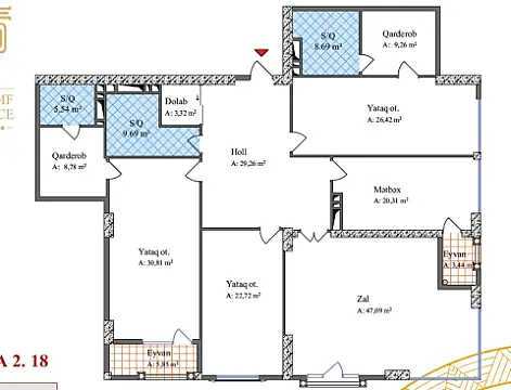 Satılır 4 otaqlı mənzil 231.1 m²