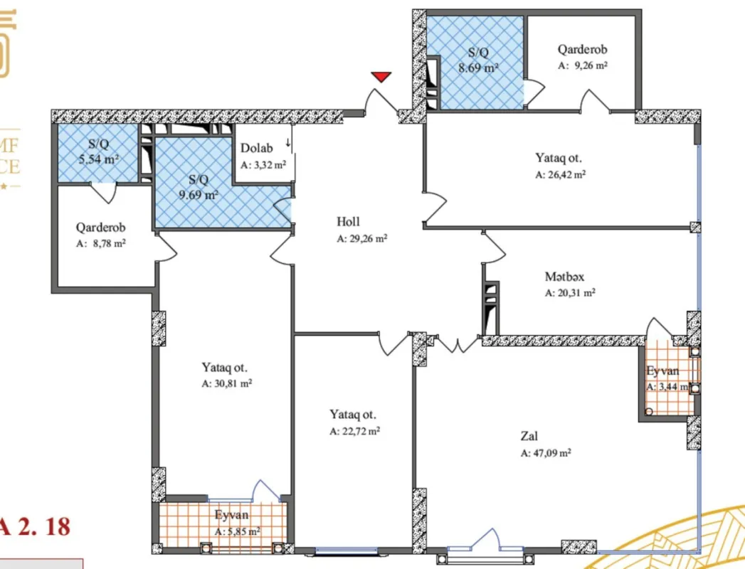 Satılır 4 otaqlı mənzil 231.1 m²