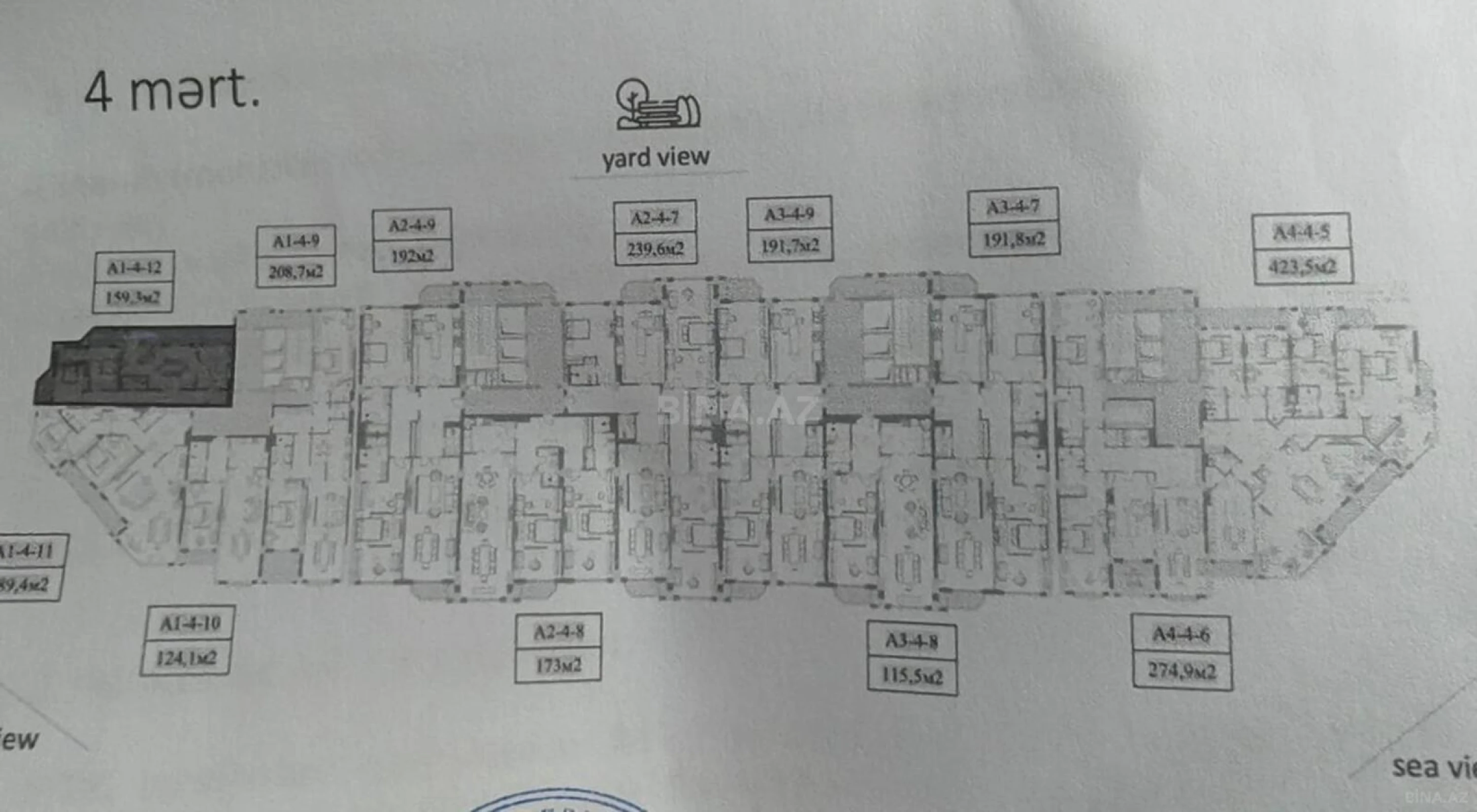 Satılır 3 otaqlı mənzil 159.3 m²