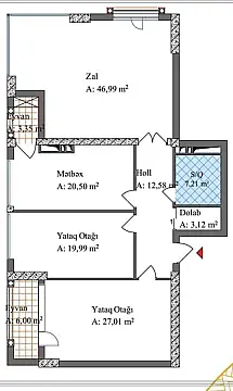 Satılır 3 otaqlı mənzil 146.7 m²