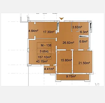 Satılır 3 otaqlı mənzil 157.1 m²