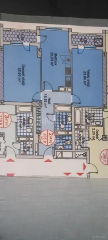 Satılır 2 otaqlı mənzil 105 m²