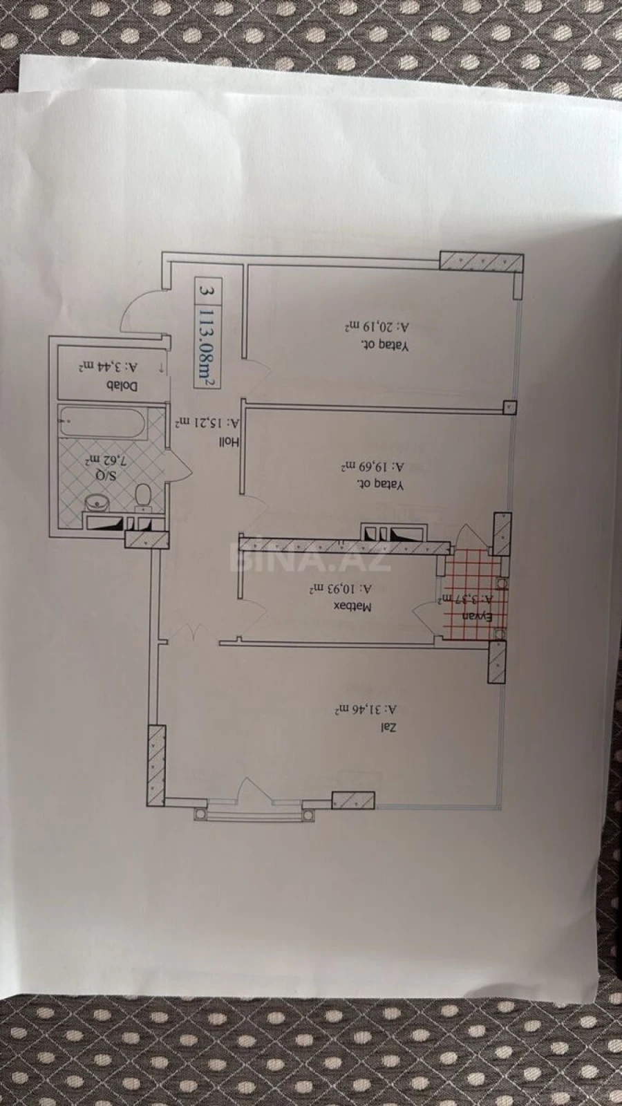 Satılır 3 otaqlı mənzil 113 m²