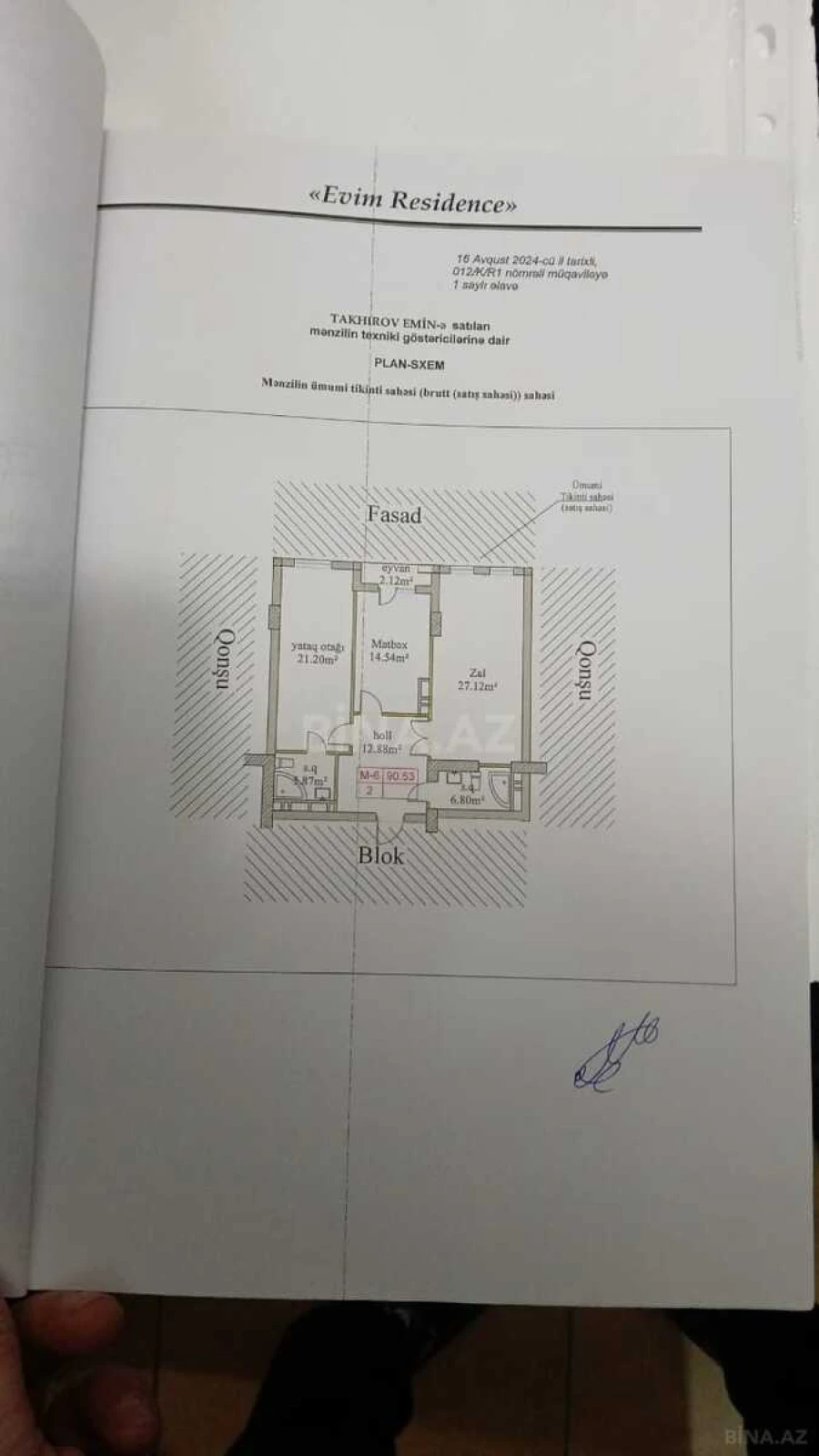 Satılır 2 otaqlı mənzil 90.6 m²