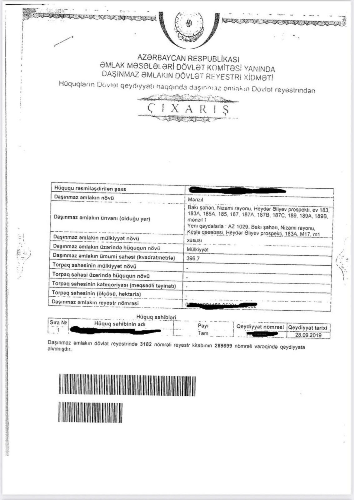 Satılır 6 otaqlı mənzil 396 m²