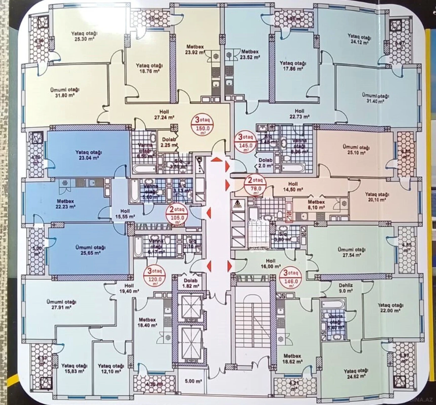 Satılır 3 otaqlı mənzil 146 m²