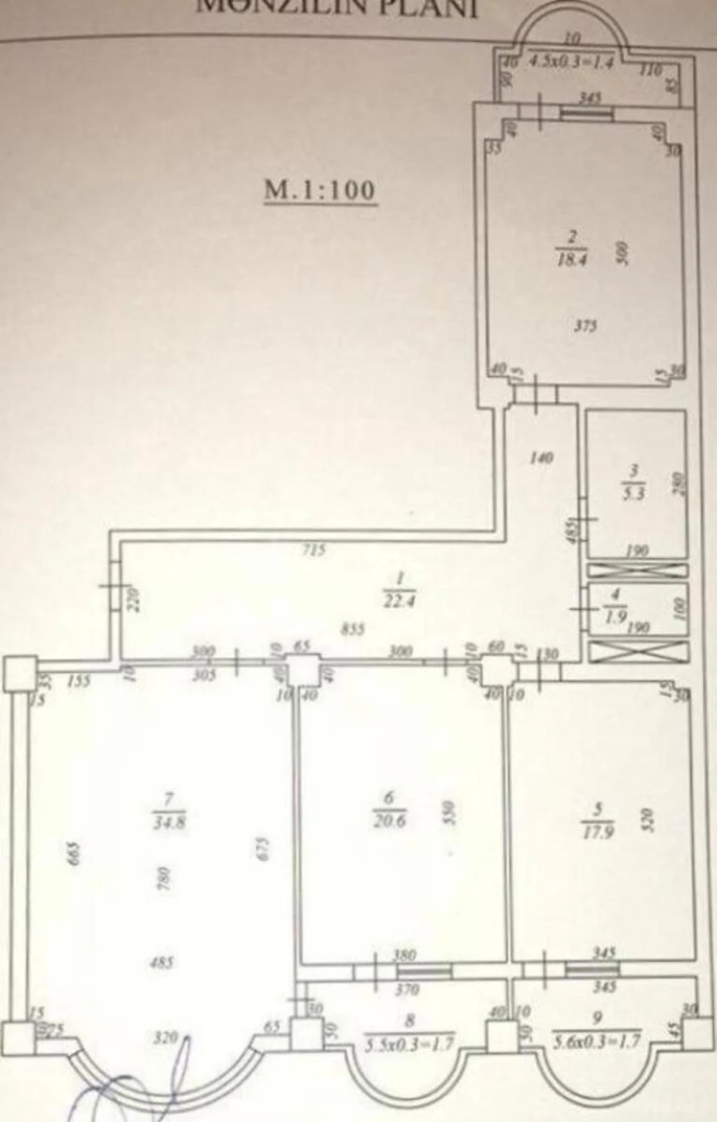 Satılır 3 otaqlı mənzil 138 m²