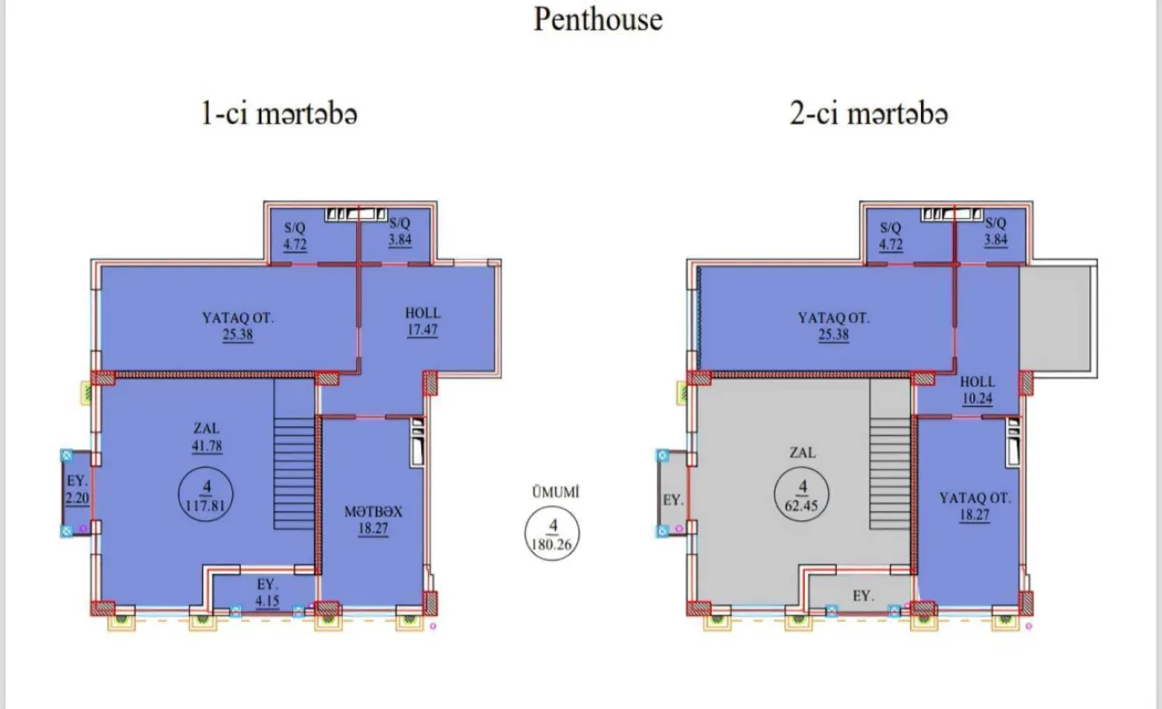 Satılır 4 otaqlı mənzil 180 m²