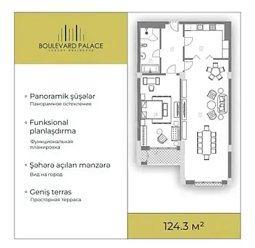 Satılır 3 otaqlı mənzil 125 m²