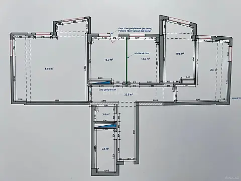 Satılır 4 otaqlı mənzil 178 m²