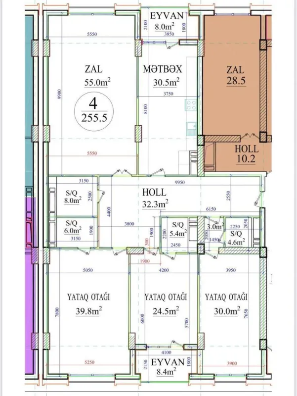 Satılır 4 otaqlı mənzil 255 m²