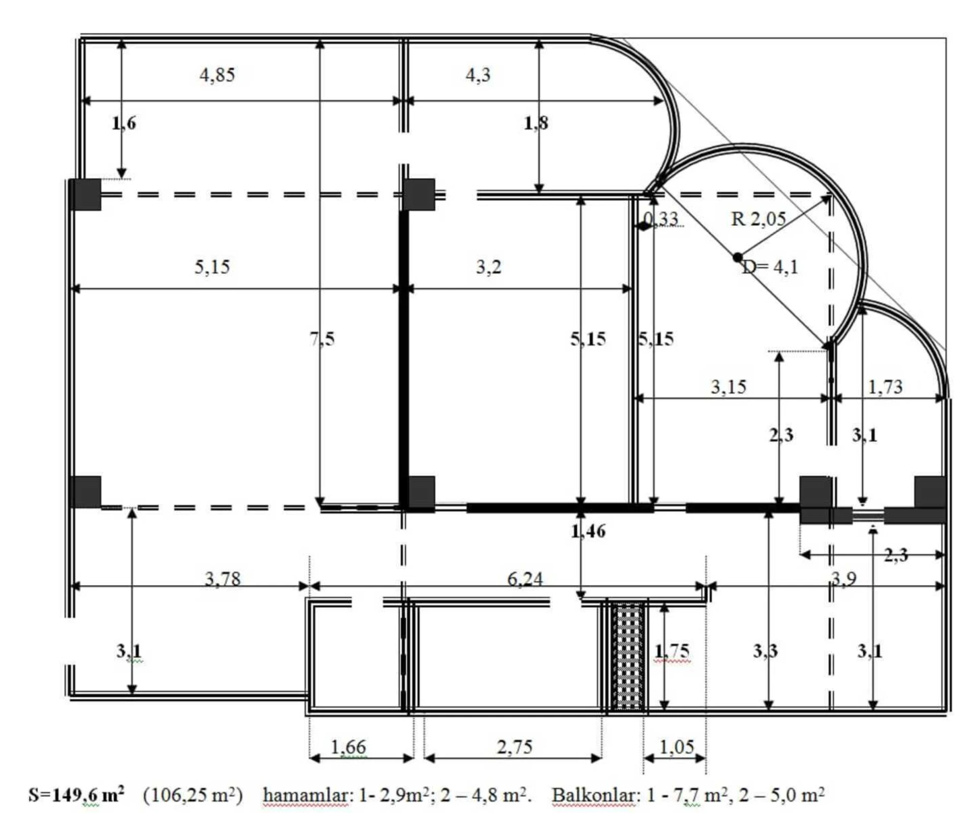 Satılır 3 otaqlı mənzil 150 m²