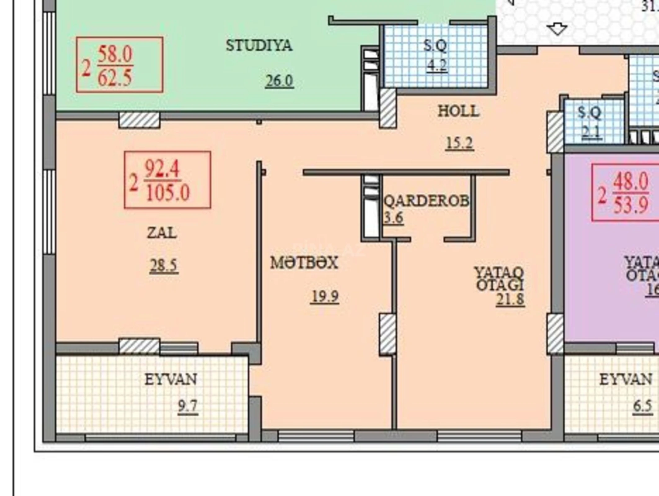 Satılır 3 otaqlı mənzil 105 m²